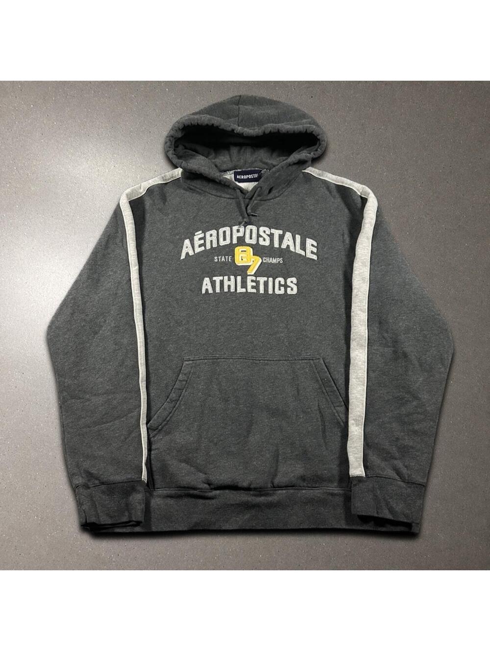 Vintage Y2K Aeropostale Athletics Striped Hoodie - Fits Men's XL!